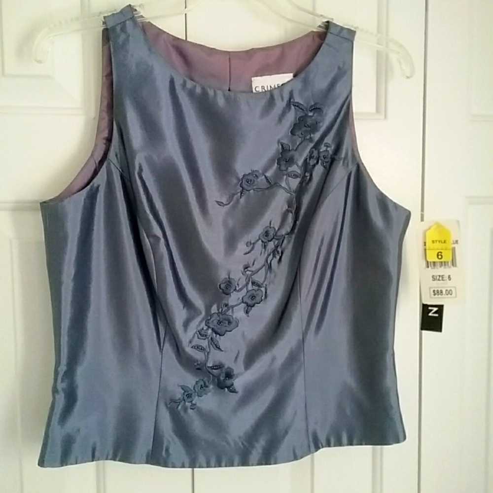 Crimson Satin Sleeveless Dressy Top